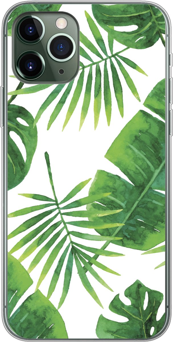Telefoonhoesje Geschikt voor iPhone 11 Pro hoesje - Tropisch - Bladeren - Patronen - Siliconen Telefoonhoesje Telefoonhoesje
