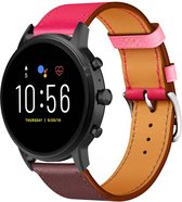 Leer Smartwatch bandje - Geschikt voor  Fossil Gen 5 leren band - knalroze/roodbruin - Strap-it Horlogeband / Polsband / Armband