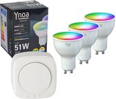 Ynoa smart home - Startpakket - Zigbee gateway + 3 x GU10 smart spot RGB - Diverse kleuren en wittinten instelbaar