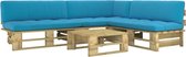 Decoways - 4-delige Loungeset pallet met kussens groen geïmpregneerd hout