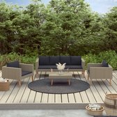 Decoways - 4-delige Loungeset met kussens poly rattan beige