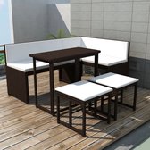 Decoways - 5-delige Tuinset staal poly rattan bruin