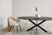 Eikentafel Ovaal - Zwart 2cm blad - Matrix poot ultra dun - Basic - eiken tafel 180 x 90 cm