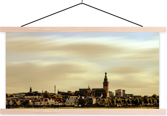 Posterhanger incl. Poster - Schoolplaat - Skyline - Nijmegen - Nederland - 150x75 cm - Blanke latten