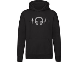 Koptelefoon Hartslag Hoodie - muziek - dj - festival - techno - house - rock - band - ritme - concert - heartbeat - unisex - trui - sweater - capuchon