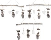 Decoratieve kersthanger met lichtjes - Set van 3 - Wit - 60x7x7 cm