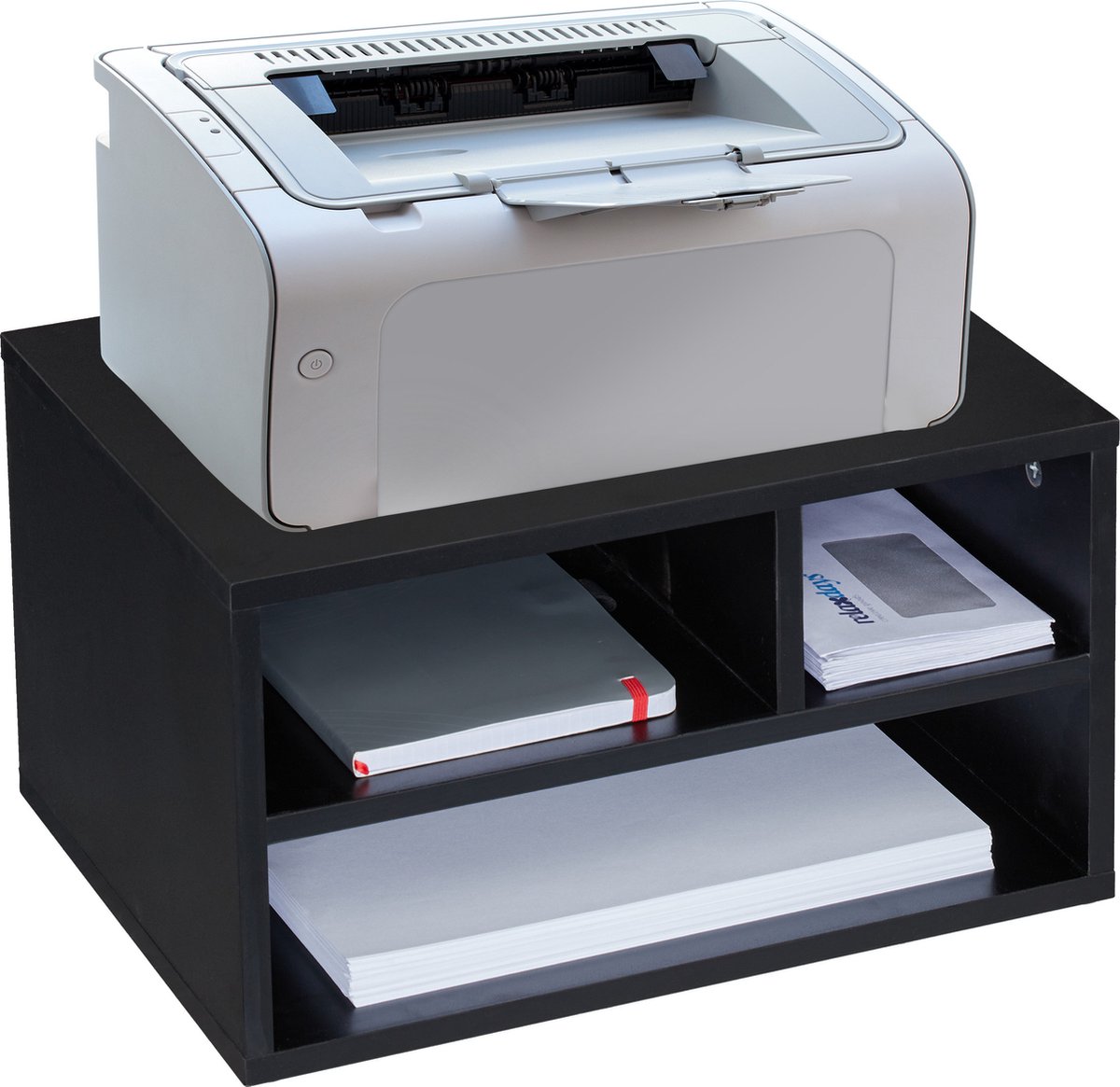 printerkastje bureau - 22,5 x 49 x 30 cm - 3 vakken - printerstandaard - printertafel