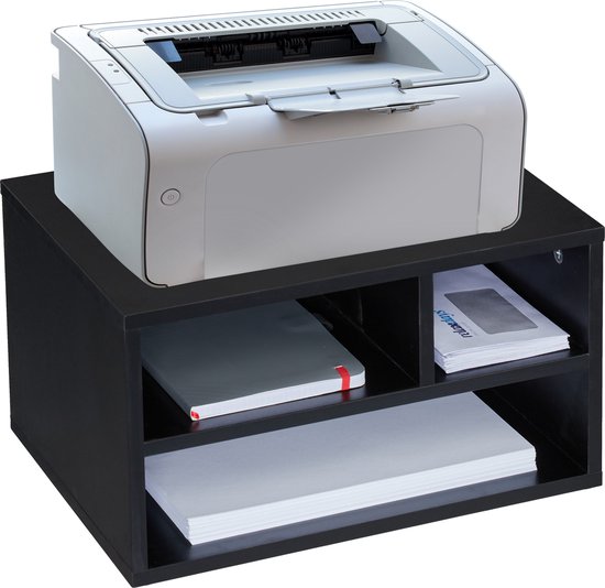 Relaxdays Cabinet d'imprimante bureau - support d'imprimante noir - table d'imprimante - mobilier d'imprimante