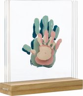 baby art family prints verf handafdrukken op glas houten staander