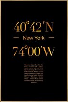 JUNIQE - Poster met kunststof lijst New York gouden -40x60 /Goud &