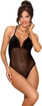 Alifini Transparante Body Met Vleugelprint - Zwart - Sexy Lingerie & Kleding - Lingerie Dames - Dames Lingerie - Body