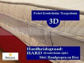 2-Persoons Matras -POCKET HR45 Koudschuim/NASA Traagschuim 7 ZONE 21 CM - 3D - Met handgrepen en Biez  - Stevig ligcomfort - 160x220/21