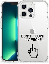 Smartphonehoesje iPhone 13 Pro Max Telefoon Hoesje met doorzichtige rand Finger Don't Touch My Phone
