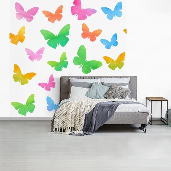 Papier peint photo vinyle - Une illustration de papillons réalisée à l'aquarelle largeur 350 cm x hauteur 350 cm - Tirage photo sur papier peint (disponible en 7 tailles)