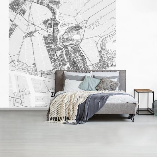 Papier peint photo peint vinyle - Plan de la ville de Zaandam - Plan d'étage largeur 220 cm x hauteur 220 cm - Tirage photo sur papier peint (disponible en 7 tailles)