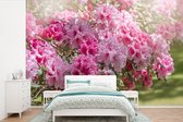 Behang - Fotobehang Zomerse kleuren van de hortensia - Breedte 420 cm x hoogte 280 cm