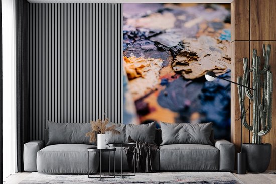 Behang - Fotobehang Afgebladerde Olieverf - Breedte 180 cm x hoogte 280 cm