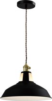 QUVIO Hanglamp industrieel - Plafondlamp - Sfeerlamp - Eettafellamp - Verlichting - Slaapkamer lamp - Keukenverlichting - Keukenlamp - E27 fitting - Voor binnen - Met 1 lichtpunt - Diameter 31 cm - Aluminium - Zwart, goud en wit