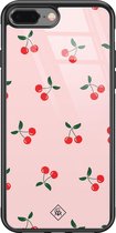 iPhone 8 Plus/7 Plus hoesje glass - Kersjes | Apple iPhone 8 Plus case | Hardcase backcover zwart