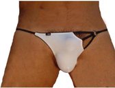 Herenstring Wit met zwarte bandjes - Sexy Lingerie & Kleding - Lingerie Mannen - Heren Lingerie - Slips & Boxershorts