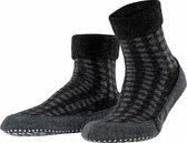 FALKE Cosyshoe huissokken - zwart met grijs pied de poule geruit -  Maat: 39-40