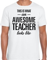 This is what an awesome teacher looks like cadeau t-shirt wit - heren - beroepen / cadeau shirt L