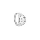 Michelle Bijoux Ring Zegel Smiley Witte Stenen Goud of Zilver JE13718 (MAAT 16-18mm)