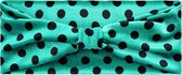 Velvet haarband dots - Groen/zwart