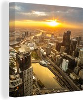 Canvas Schilderij Melbourne - Australië - Skyline - 90x90 cm - Wanddecoratie
