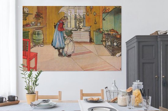 Tableau sur toile La cuisine d'une maison - Carl Larsson - 180x120 cm - Décoration murale XXL