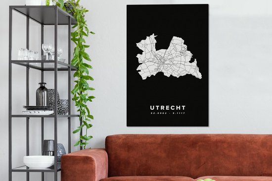 Toile Peinture Utrecht - Nederland - Carte - 90x140 cm - Décoration murale