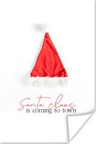 Poster Winter - Rood - Kerstmuts - 20x30 cm - Kerstmis Decoratie - Kerstversiering - Kerstdecoratie Woonkamer - Kerstversiering - Kerstdecoratie voor binnen - Kerstmis