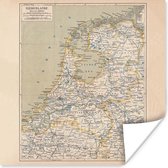 Affiche Carte - Vintage - Pays- Nederland - 30x30 cm