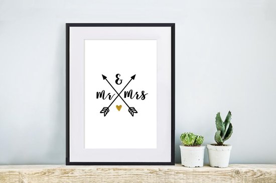 Cadre photo avec affiche - Proverbes - Citations - Monsieur et Madame - Mariage - 30x40 cm - Cadre pour affiche