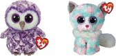 Ty - Knuffel - Beanie Boo's - Moonlight Owl & Opal Cat