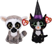 Ty - Knuffel - Beanie Boo's - Linus Lemur & Halloween Pandora Cat
