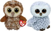 Ty - Knuffel - Beanie Boo's - Percy Owl & Owlette Owl