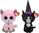 Ty - Knuffel - Beanie Boo's - Fiona Pink Cat & Halloween Pandora Cat