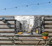 Karakteristieke tekening van het straatbeeld van New York - Foto op Tuinposter - 120 x 80 cm