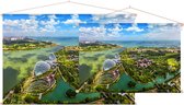 Luchtfoto van de Supertree Grove van Singapore - Foto op Textielposter - 45 x 30 cm