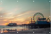 Santa Monica pier bij zonsondergang in Los Angeles - Foto op Tuinposter - 120 x 80 cm