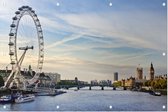 Uitzicht op de London Eye langs de Theems in Londen - Foto op Tuinposter - 225 x 150 cm