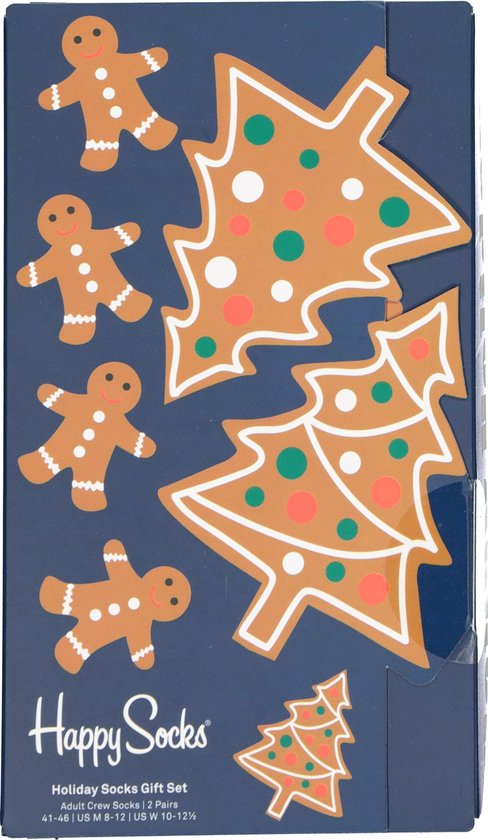 Happy Socks Gingerbread Cookies Socks Gift Set (2-pack) - unisex sokken - kerstkoekjes - Unisex - Maat: 36-40