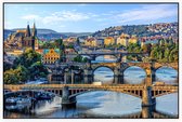 Beroemde bruggen over de Moldau in Praag - Foto op Akoestisch paneel - 150 x 100 cm