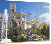 De fontein en paleis van Cibeles in toeristisch Madrid - Foto op Plexiglas - 90 x 60 cm
