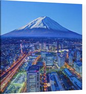 De skyline van Yokohama voor Mount Fuji in Groot Tokio - Foto op Canvas - 100 x 100 cm