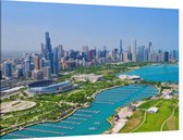 Lake Michigan en skyline van Chicago in Illinois - Foto op Canvas - 150 x 100 cm