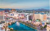 Luchtfoto van de skyline en Las Vegas Strip bij dauw - Foto op Forex - 60 x 40 cm