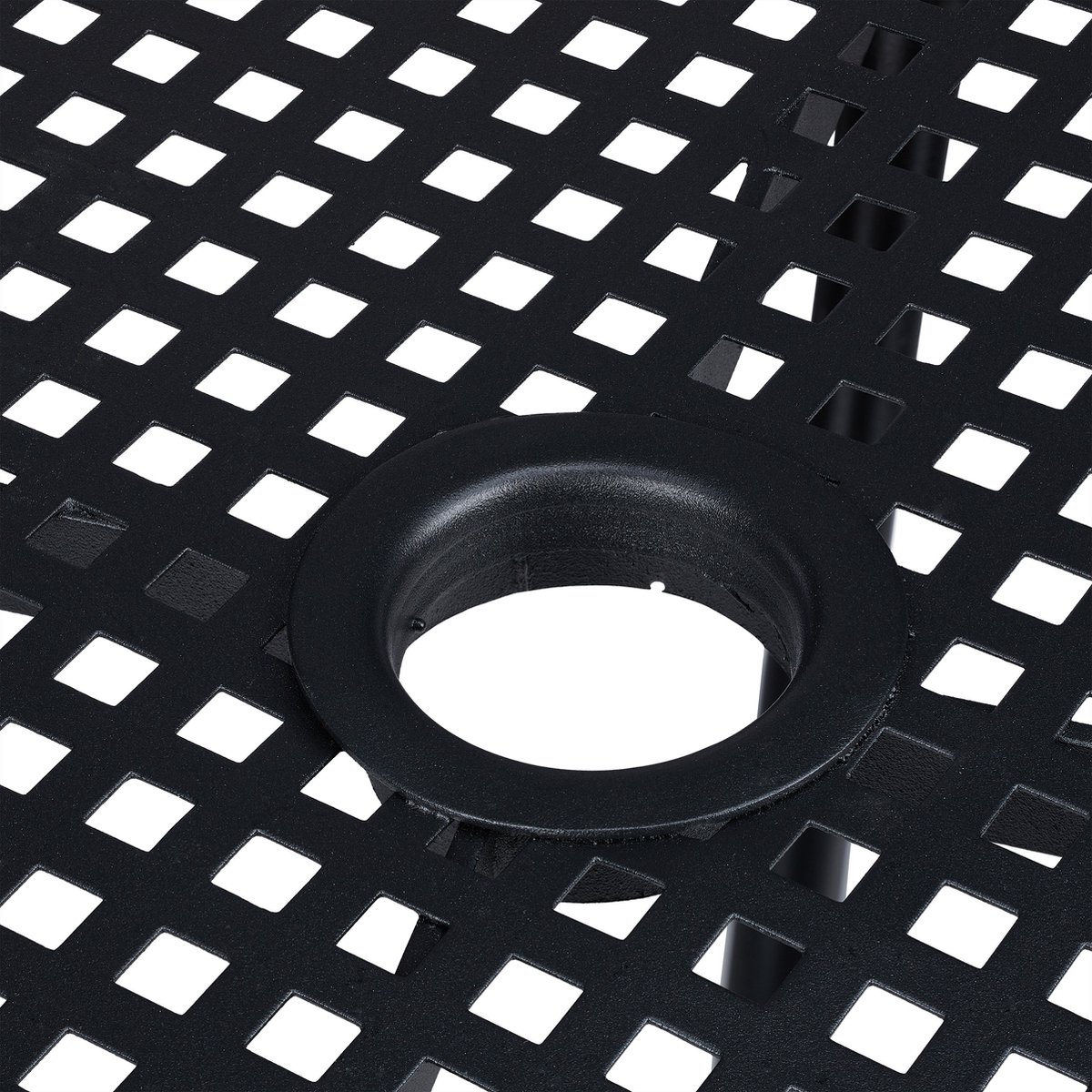 tuintafel - met parasolgat - 72 x 70 cm - tot 130 kg - staal - rond - zwart thumbnail 5