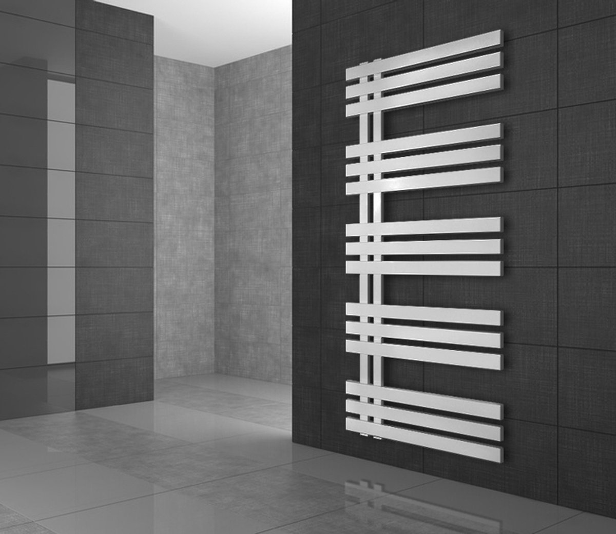 Badkamer radiator middenaansluiting 600x1000 mm wit met onderaansluitset LuxeBath